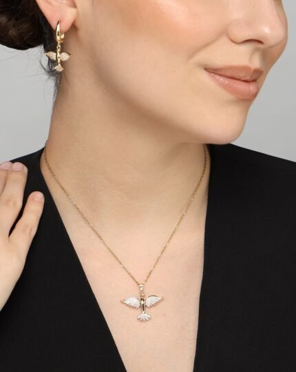 Angel Wing Necklace & Earring Set, view 1