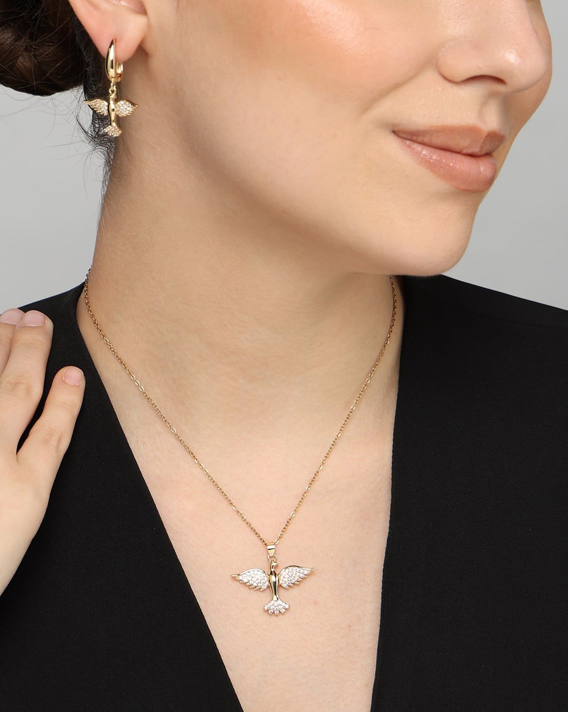 angel-wing-necklace-earring-set-1 Angel Wing Necklace & Earring Set, view 1
