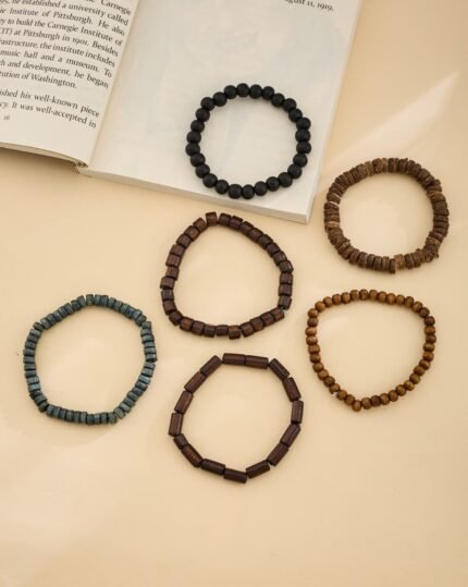 Bohemian Wooden Bead Bracelet Set (6 Pieces), view 1