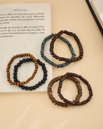 Bohemian Wooden Bead Bracelet Set (6 Pieces), view 2