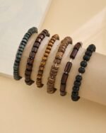 Bohemian Wooden Bead Bracelet Set (6 Pieces), view 3
