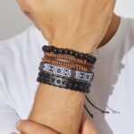 Braided Geometric Bead Bracelet Set (4 Pieces), view 1