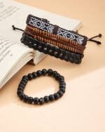 Braided Geometric Bead Bracelet Set (4 Pieces), view 3