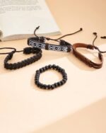 Braided Geometric Bead Bracelet Set (4 Pieces), view 4