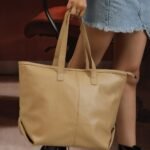 Camel Textured Tote Bag in Tan, view 1
