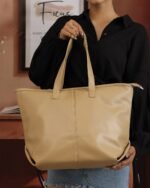 Camel Textured Tote Bag in Tan, view 2