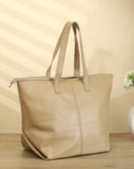 Camel Textured Tote Bag in Tan, view 3