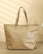 Camel Textured Tote Bag in Tan, view 4