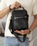 Camo Print Utility Crossbody Bag in Black, view 2