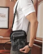 Camo Print Utility Crossbody Bag in Grey, view 1