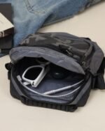 Camo Print Utility Crossbody Bag in Grey, view 6