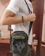 Camo Print Utility Crossbody Bag in Olive, view 1