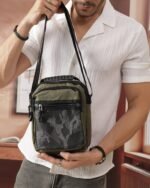 Camo Print Utility Crossbody Bag in Olive, view 2