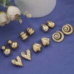 Chunky Gold Stud Earring Set (6 Pairs), view 1