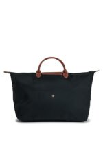 Classic Nylon Travel Bag L with Leather Trim in Black, view 3