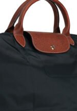 Classic Nylon Travel Bag L with Leather Trim in Black, view 4