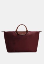 Classic Nylon Travel Bag L with Leather Trim in Bordeaux, view 1
