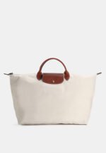 Classic Nylon Travel Bag L with Leather Trim in Paper, view 1