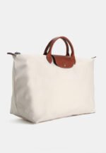 Classic Nylon Travel Bag L with Leather Trim in Paper, view 2