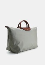Classic Nylon Travel Bag L with Leather Trim in Pebble, view 2