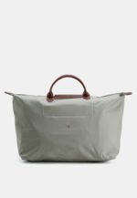Classic Nylon Travel Bag L with Leather Trim in Pebble, view 3