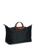 Classic Nylon Travel Bag XL with Leather Trim in Black, view 2