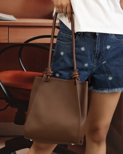 Cocoa Textured Shoulder Bag in Brown, view 1