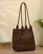 Cocoa Textured Shoulder Bag in Brown, view 3