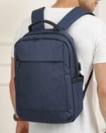 Contrast-Panel Laptop Backpack in Blue, view 1