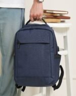 Contrast-Panel Laptop Backpack in Blue, view 2