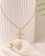 Cross Pendant Necklace & Earring Set, view 3