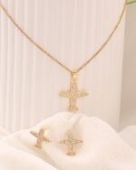 Cross Pendant Necklace & Earring Set, view 4