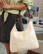 Dune Beaded-Strap Tote Bag in Beige, view 1