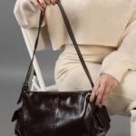 Ember Textured Shoulder Bag with Side Pockets in Brown, view 1