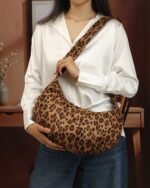 Fawn Pleated Animal-Print Hobo Bag in Tan, view 1