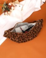 Fawn Pleated Animal-Print Hobo Bag in Tan, view 6