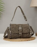 Fern Animal-Print Baguette Bag in Green, view 3