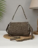 Fern Animal-Print Baguette Bag in Green, view 4