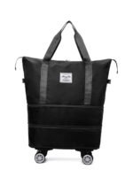 Foldable Expandable Duffel with Detachable Wheels in Black, view 1