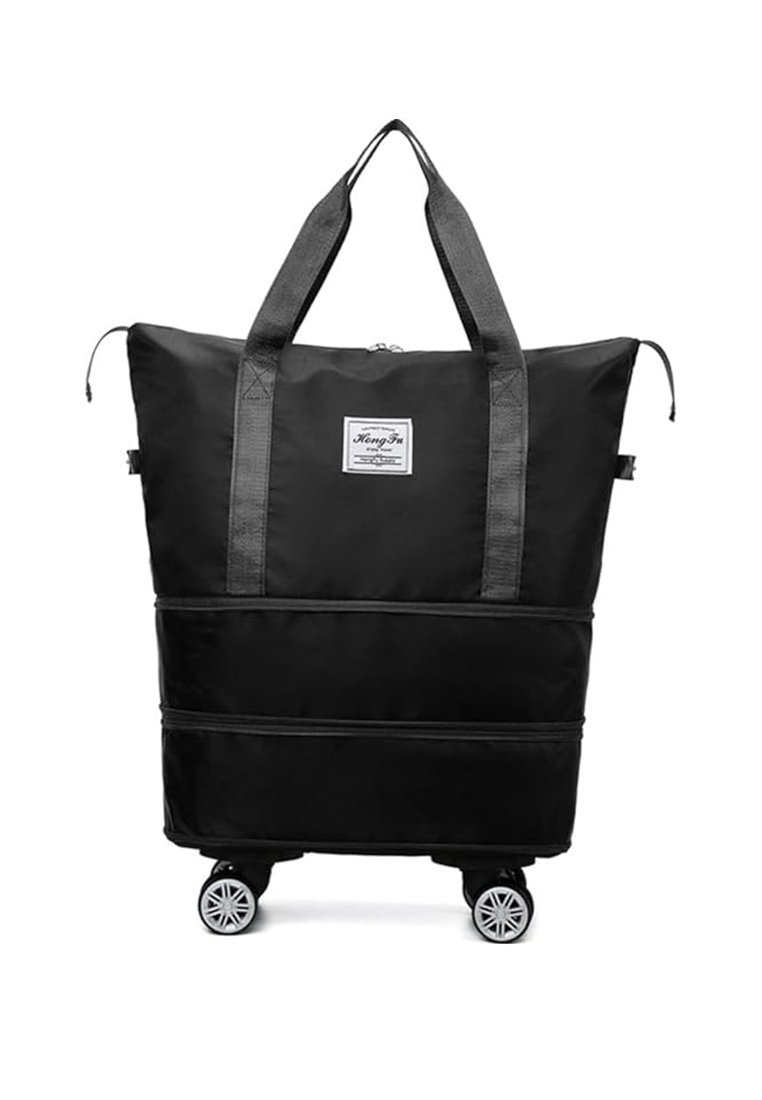 foldable-expandable-duffel-with-detachable-wheels-black-1 Foldable Expandable Duffel with Detachable Wheels in Black, view 1