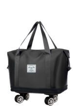 Foldable Expandable Duffel with Detachable Wheels in Black, view 2
