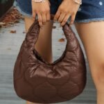 Geometric Quilted Shoulder Bag in Brown, view 1