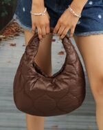 Geometric Quilted Shoulder Bag in Brown, view 1