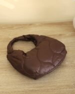 Geometric Quilted Shoulder Bag in Brown, view 5