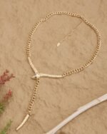 Gold Snake Lariat Necklace, view 3