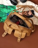 Honey Flap-Pocket Sling Bag in Tan, view 6