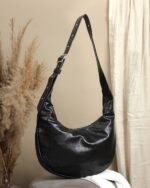 Jet Buckle-Strap Shoulder Bag in Black, view 3