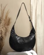 Jet Buckle-Strap Shoulder Bag in Black, view 4