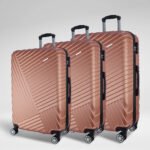 Metallic 3-Piece Hardshell Luggage Set in Rose Gold, view 1