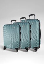 Metallic 3-Piece Hardshell Luggage Set in Turquoise, view 1